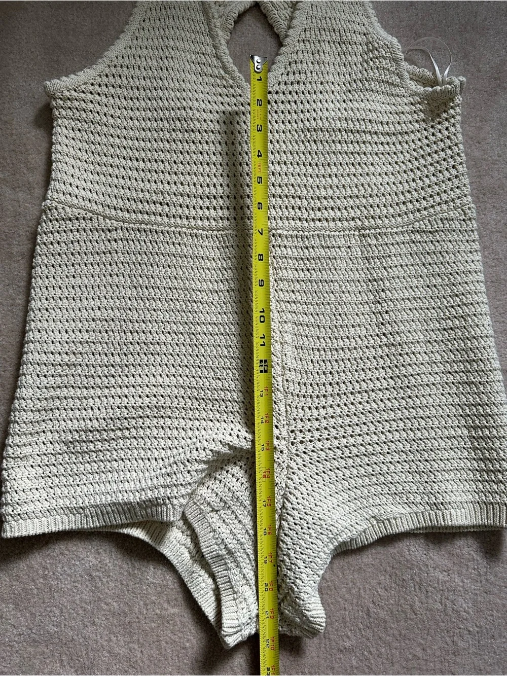 Free People Crochet Knit Romper - Cream Sleeveless V-Neck